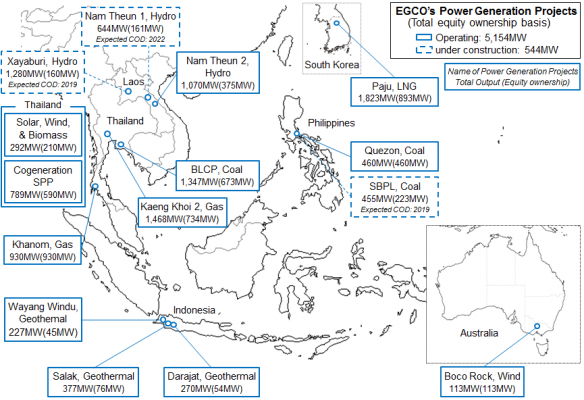 Map of EGCO’s Power Generation Projects (as of April 30, 2019)